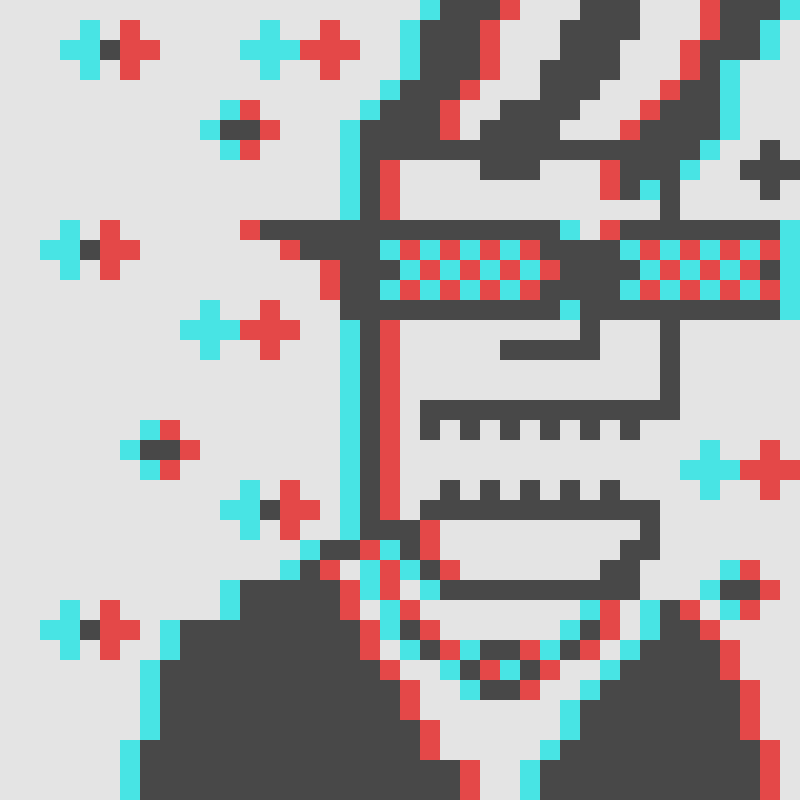 Anaglyph 3D — red lens left, blue lens right